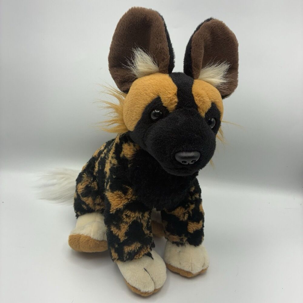 Wild Republic African Wild Dog Plush Stuffed Animal Brown Black Soft Big Ears